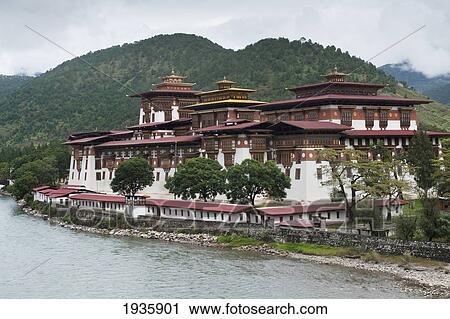 Stock Image - Punakha Dzong; Punakha, Bhutan. Fotosearch