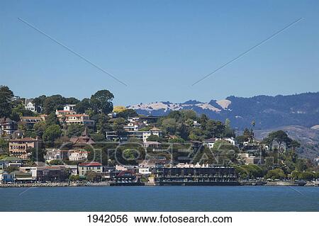 Stock Photograph - Residential Area Along The Waterfront; Sausalito California United States Of America. Fotosearch
