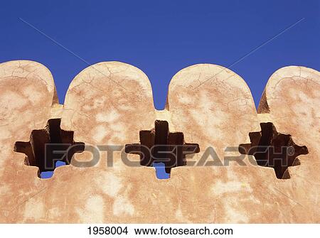 Picture - restored stonework detail on the amber fort walls; jaipur rajasthan india. Fotosearch