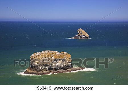 Stock Image - rock formations at cape meares; oregon united states of america. Fotosearch
