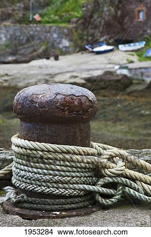 Picture - ropes tied to anchor; st. abb's head scottish borders scotland. Fotosearch