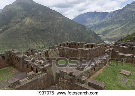 Ruins At Archaeological Park Of Pisac; Pisac Peru View Large Photo Image Stock Photography - Ruins At Archaeological Park Of Pisac; Pisac Peru. Fotosearch