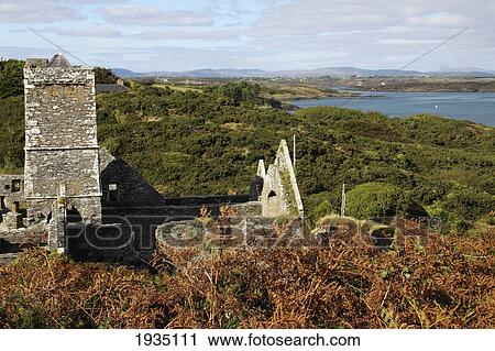 Stock Image - Ruins Of Ancient Abbey; Sherkin Island, West Cork, Ireland. Fotosearch