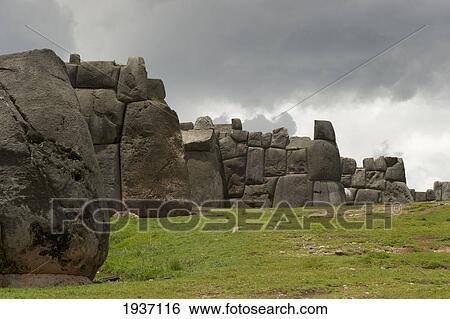 Stock Photograph - Ruins Of Sacsayhuaman; Cusco Peru. Fotosearch
