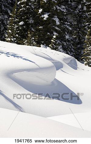Stock Photography - Shadows Made By Snowdrifts; Waterton Alberta Canada. Fotosearch