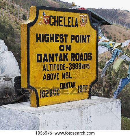 Sign On The Chele La Trail Marking Altitude; Bhutan View Large Photo Image Stock Photography - Sign On The Chele La Trail Marking Altitude; Bhutan. Fotosearch