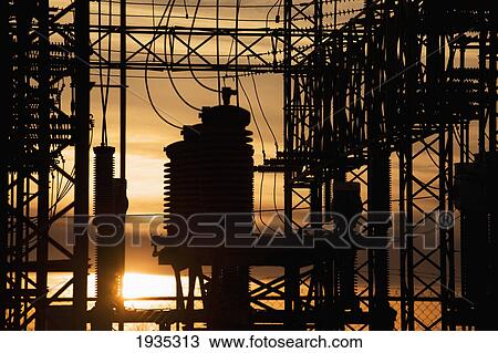 Silhouette Of Electrical Substation At Sunset; Fort Saskatchewan, Alberta, Canada View Large Photo Image Stock Image - Silhouette Of Electrical Substation At Sunset; Fort Saskatchewan, Alberta, Canada. Fotosearch