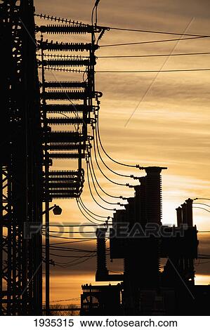 Silhouette Of Electrical Substation At Sunset; Fort Saskatchewan, Alberta, Canada View Large Photo Image Stock Photography - Silhouette Of Electrical Substation At Sunset; Fort Saskatchewan, Alberta, Canada. Fotosearch