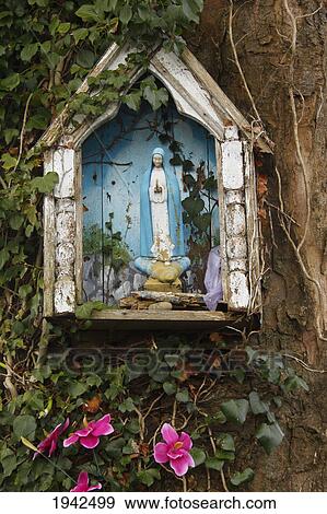 Stock Photo - Small Grotto And Religious Shrine; Corofin County Clare Ireland. Fotosearch