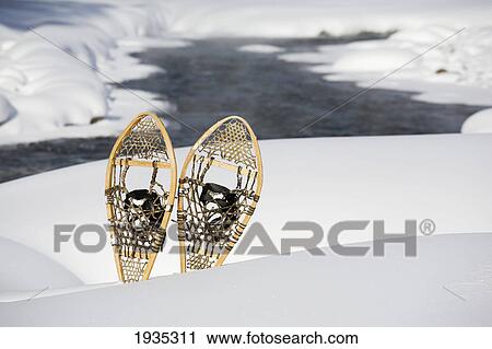 Snowshoes By River; Lake Louise, Alberta, Canada View Large Photo Image Stock Image - Snowshoes By River; Lake Louise, Alberta, Canada. Fotosearch