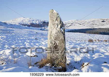 Standing Stone In Winter; Blackwater County Kerry Ireland View Large Photo Image Stock Photo - Standing Stone In Winter; Blackwater County Kerry Ireland. Fotosearch