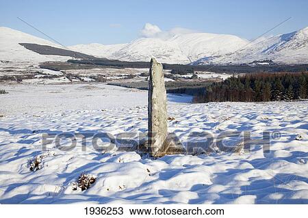 Stock Image - Standing Stone Near Blackwater In Winter; County Kerry Ireland. Fotosearch