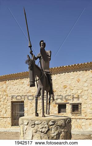 Stock Photo - Statue Of Don Quijote On His Skinny Horse Called Rocinante; Cuenca Province Castile-La Mancha Spain. Fotosearch