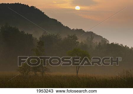 sunrise and the early morning fog; iron hill quebec canada View Large Photo Image Stock Image - sunrise and the early morning fog; iron hill quebec canada. Fotosearch