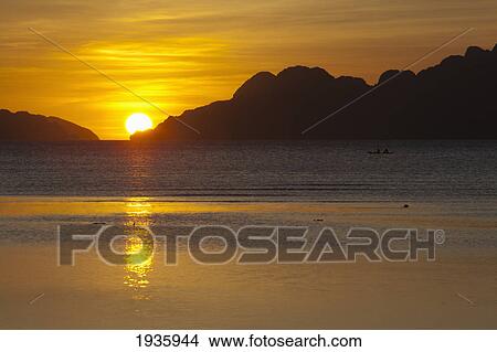 Sunset View Of Tropical Islands From The Beaches Of Corong Corong; El Nido, Bacuit Archipelago, Palawan, Philippines View Large Photo Image Picture - Sunset View Of Tropical Islands From The Beaches Of Corong Corong; El Nido, Bacuit Archipelago, Palawan, Philippines. Fotosearch