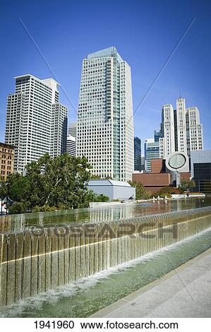 Stock Image - Terrace Fountain At Yerba Buena Gardens; San Francisco California United States Of America. Fotosearch
