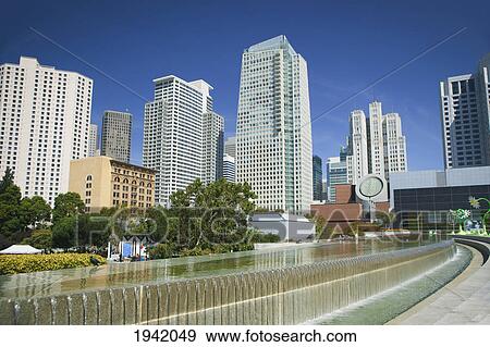 Stock Photo - Terrace Fountain At Yerba Buena Gardens; San Francisco California United States Of America. Fotosearch