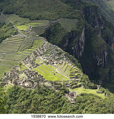 Stock Image - The Historic Lost City Of Inca Machu Picchu; Peru. Fotosearch