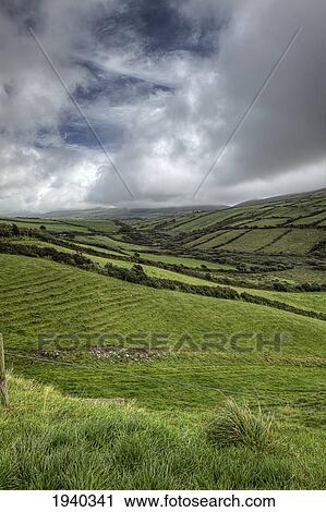 Stock Image - The Landscape Of Dingle Peninsula; County Kerry Ireland. Fotosearch