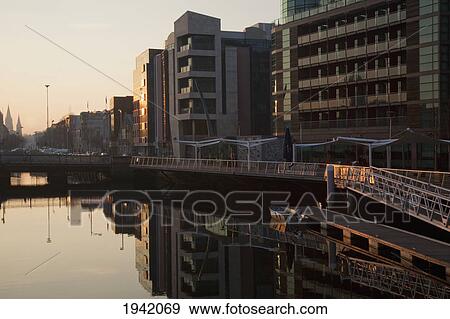 Stock Photo - The River Lee At Sunset; Cork City County Cork Ireland. Fotosearch