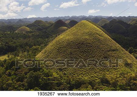 Stock Photo - The Tourist Destination Of The Chocolate Hills; Island Of Bohol, Philippines. Fotosearch