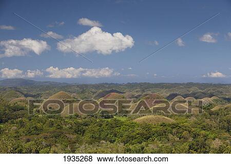 Stock Photo - The Tourist Destination Of The Chocolate Hills; Island Of Bohol, Philippines. Fotosearch