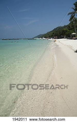 Tropical White Sand Beach; Phi Phi Island Thailand View Large Photo Image Stock Image - Tropical White Sand Beach; Phi Phi Island Thailand. Fotosearch