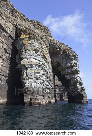 Stock Image - Unique Rock Formation Along The Coast; Noss Scotland. Fotosearch