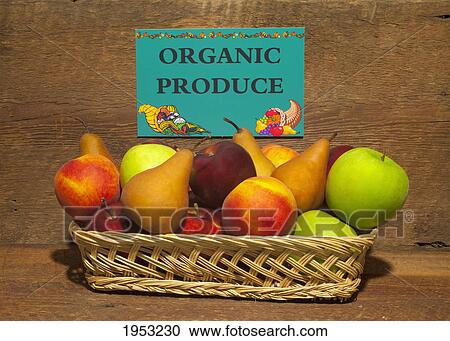 various fruit in a basket with an organic sign; waterloo quebec canada View Large Photo Image Stock Image - various fruit in a basket with an organic sign; waterloo quebec canada. Fotosearch