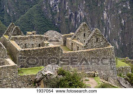 Picture - View Of A Building In The Historic Inca Site Machu Picchu; Peru. Fotosearch