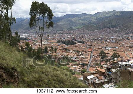 View Of A Town In The Valley; Cusco Peru View Large Photo Image Stock Image - View Of A Town In The Valley; Cusco Peru. Fotosearch