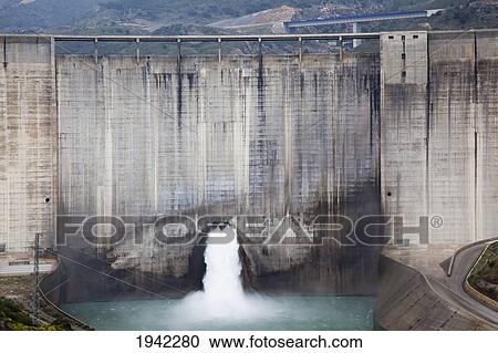 Stock Image - Water Dam Near Granada; Andalusia Spain. Fotosearch