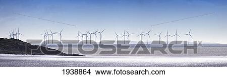 Picture - Wind Turbines Along The Coast; Solway Firth Dumfries Scotland. Fotosearch