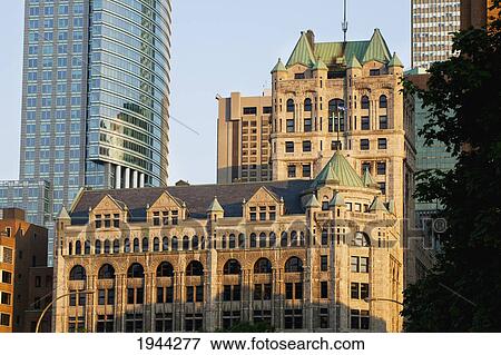 Stock Photo - windsor station and ibm-marathon tower; montreal quebec canada. Fotosearch