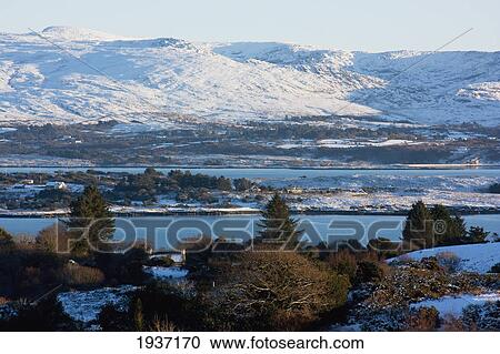 Stock Image - Winter Landscape By Kenmare Bay; Tahilla County Kerry Ireland. Fotosearch
