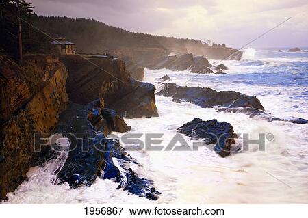 winter storm at shore acres state park along the oregon coast; oregon united states of america View Large Photo Image Stock Photo - winter storm at shore acres state park along the oregon coast; oregon united states of america. Fotosearch