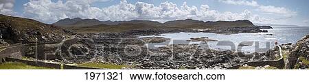 Stock Image - a fence curving along the coastline; ardnamurchan argyl scotland. Fotosearch