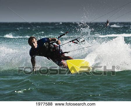 a man kitesurfing; tarifa cadiz andalusia spain View Large Photo Image Stock Photo - a man kitesurfing; tarifa cadiz andalusia spain. Fotosearch