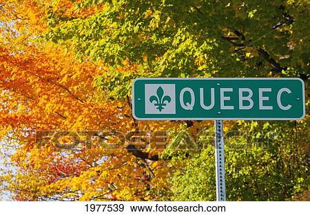 a quebec sign and trees in autumn colours; abercorn quebec canada View Large Photo Image Stock Photo - a quebec sign and trees in autumn colours; abercorn quebec canada. Fotosearch