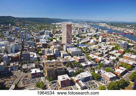 aerial view of portland; portland oregon united states of america View Large Photo Image Picture - aerial view of portland; portland oregon united states of america. Fotosearch