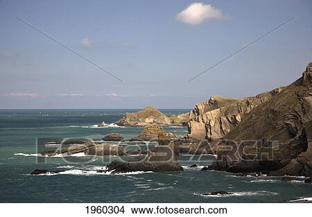 cliffs along the coast of the atlantic ocean at hartland point; devon, england View Large Photo Image Picture - cliffs along the coast of the atlantic ocean at hartland point; devon, england. Fotosearch