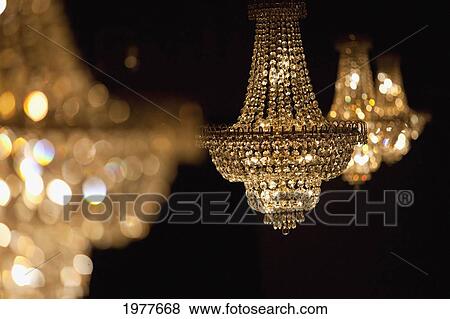 Stock Photo - crystal chandeliers; edmonton alberta canada. Fotosearch