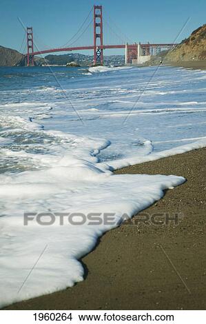 Picture - golden gate bridge from baker beach; san francisco, california, united states of america. Fotosearch