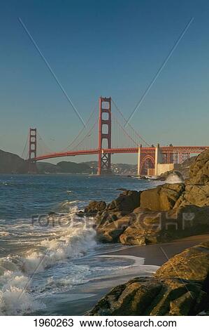 Stock Image - golden gate bridge from baker beach; san francisco, california, united states of america. Fotosearch