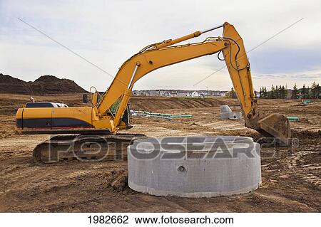 Stock Image - infrastructure development in a new residential area; edmonton alberta canada. Fotosearch