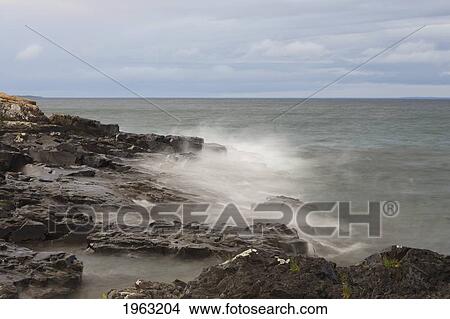 Picture - misty water on lake superior; grand portage, minnesota, united states of america. Fotosearch
