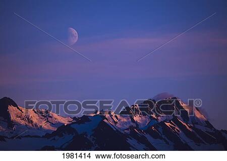 moonrise over chilkat mountains; haines alaska united states of america View Large Photo Image Picture - moonrise over chilkat mountains; haines alaska united states of america. Fotosearch