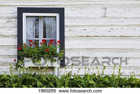 old log house with flowers in a window box; iron hill, quebec, canada View Large Photo Image Stock Photography - old log house with flowers in a window box; iron hill, quebec, canada. Fotosearch
