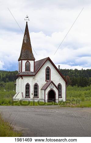 old white frontier church; kitwanga british columbia canada View Large Photo Image Stock Photo - old white frontier church; kitwanga british columbia canada. Fotosearch