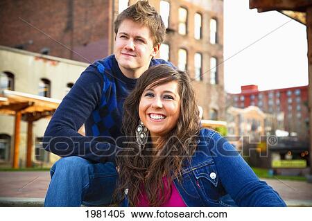 portrait of a young couple in the public square; bellingham washington united states of america View Large Photo Image Stock Photography - portrait of a young couple in the public square; bellingham washington united states of america. Fotosearch